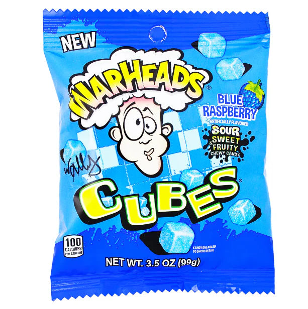 Warheads Blue Raspberry Cubes Peg Bag